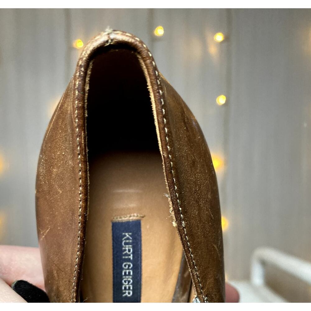 Kurt Geiger Brown and Black Platform Peep-Toe Heels - Picture 9 of 11